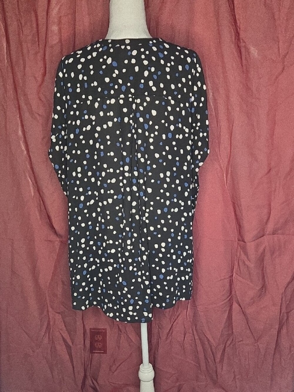 torrid Black Polka Dot Zip-Front Blouse with Blue and White Polka Dots - Picture 3 of 6